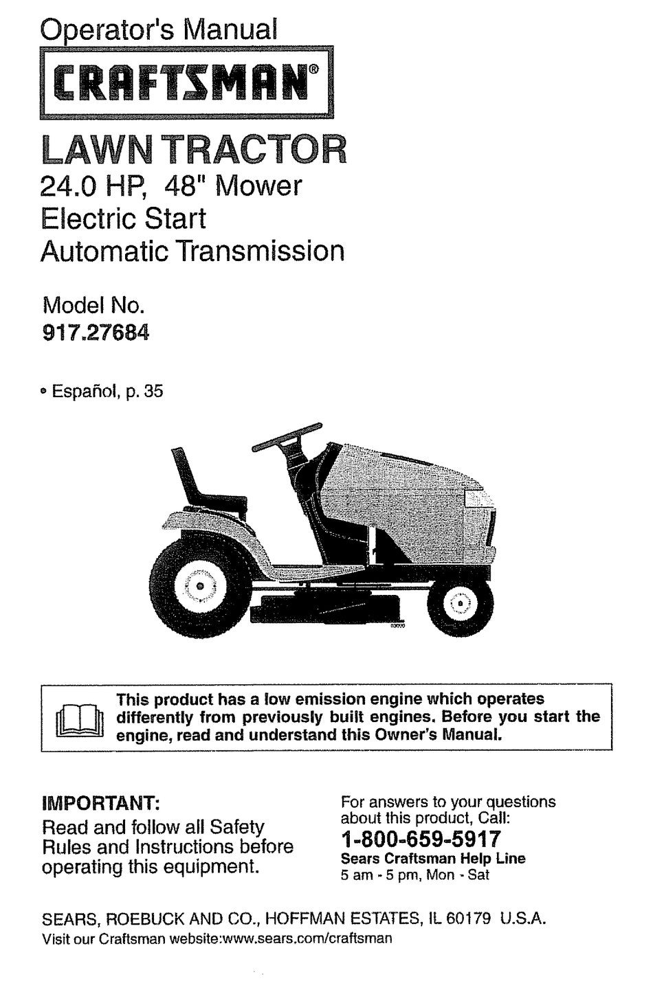 CRAFTSMAN 917.27684 OPERATOR'S MANUAL Pdf Download | ManualsLib