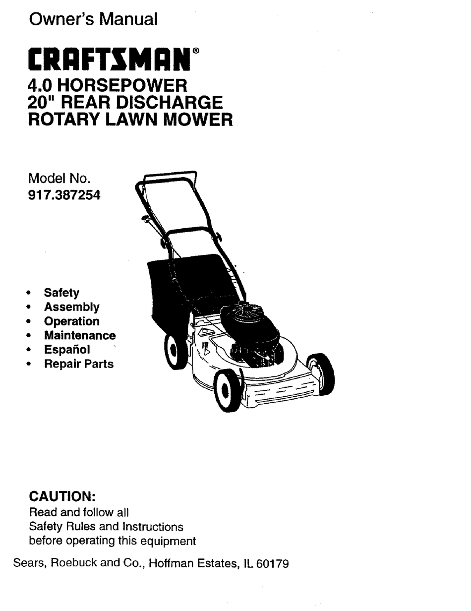 CRAFTSMAN 917.387254 OWNER'S MANUAL Pdf Download | ManualsLib