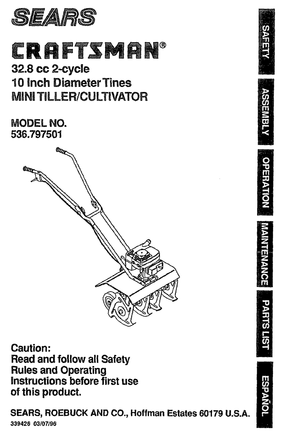 CRAFTSMAN 536.797501 OPERATING INSTRUCTIONS MANUAL Pdf Download