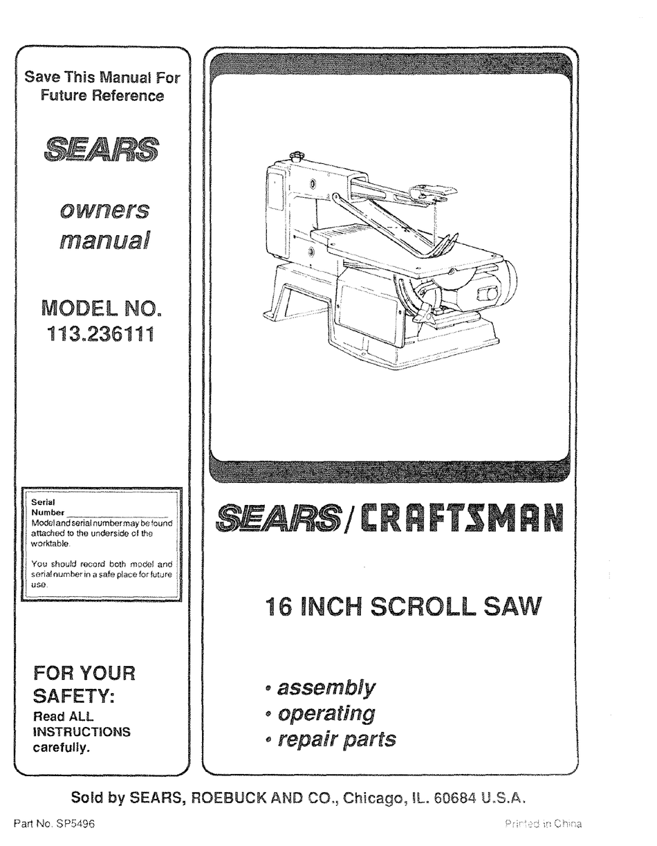 CRAFTSMAN 113.23611T OWNER'S MANUAL Pdf Download | ManualsLib