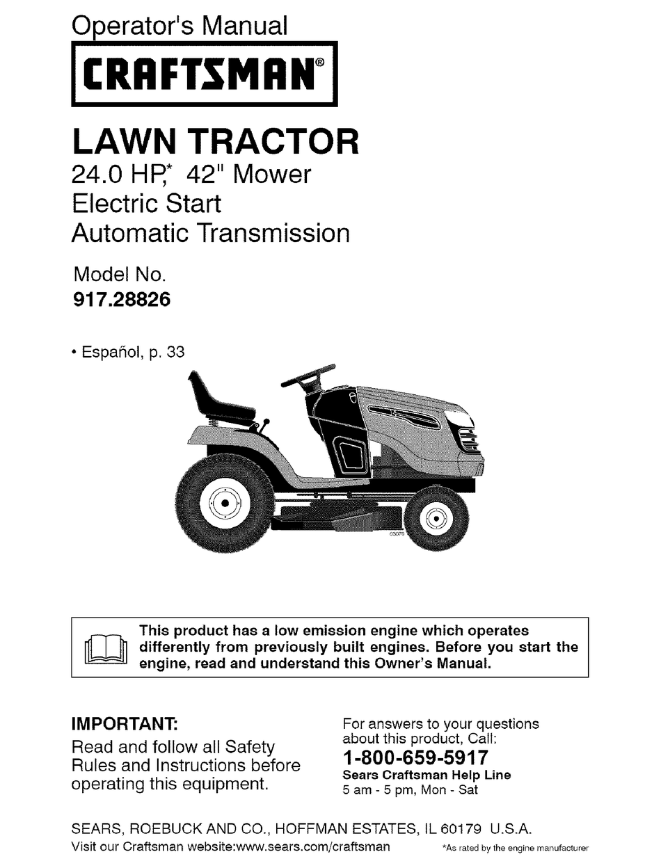 CRAFTSMAN 917.28826 OPERATOR'S MANUAL Pdf Download | ManualsLib