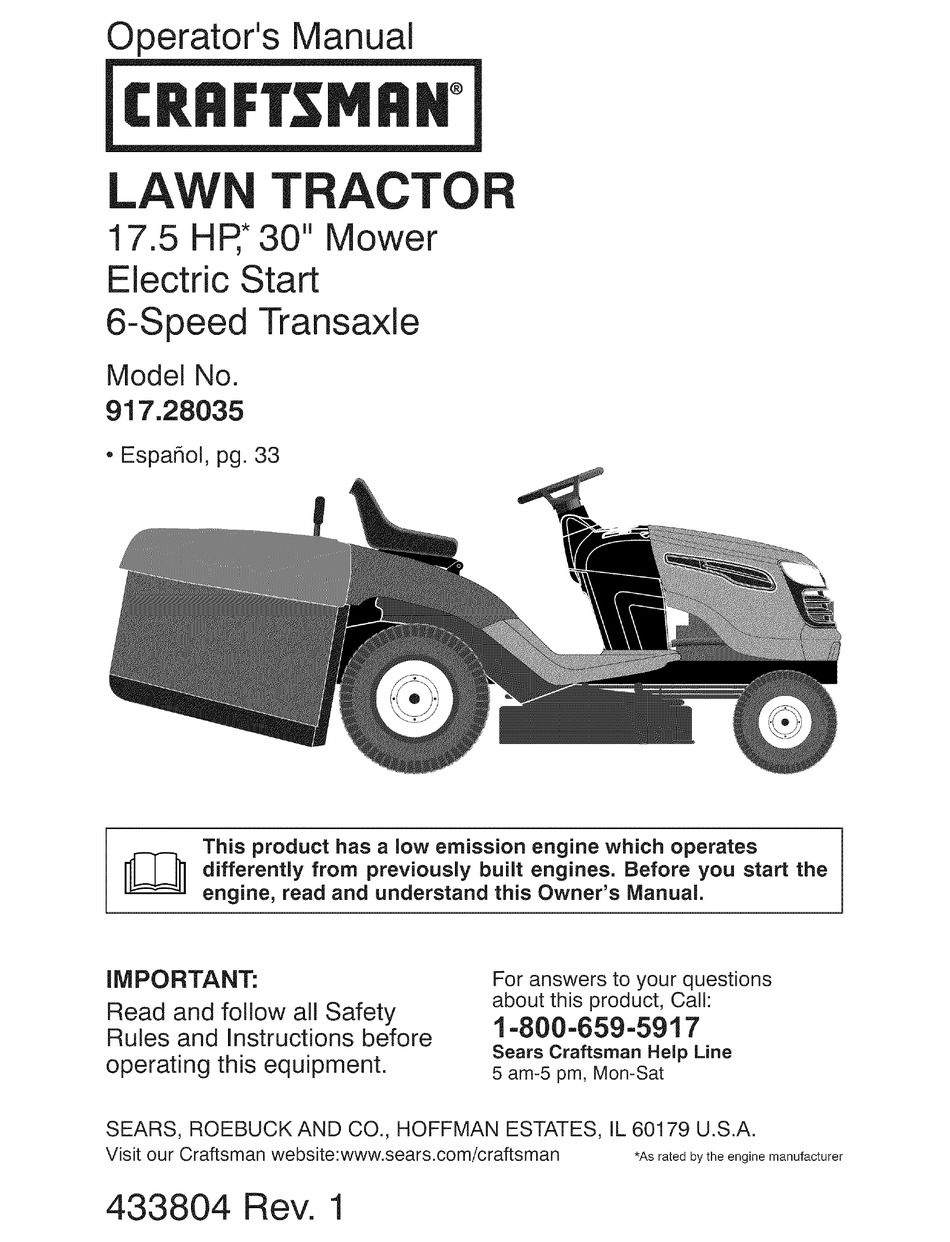 CRAFTSMAN 917.28035 OPERATOR