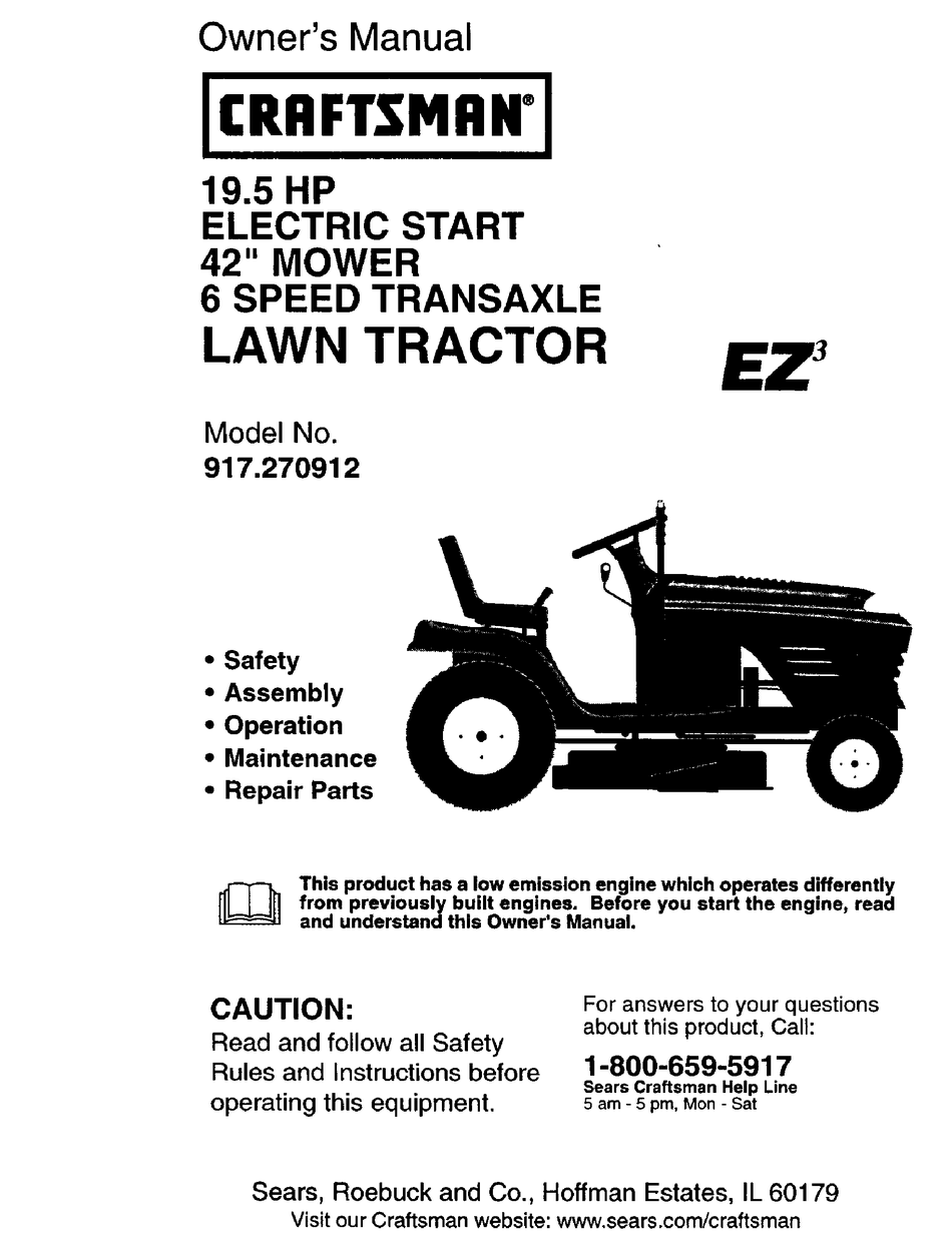 CRAFTSMAN EZ3 917.270912 OWNER'S MANUAL Pdf Download | ManualsLib