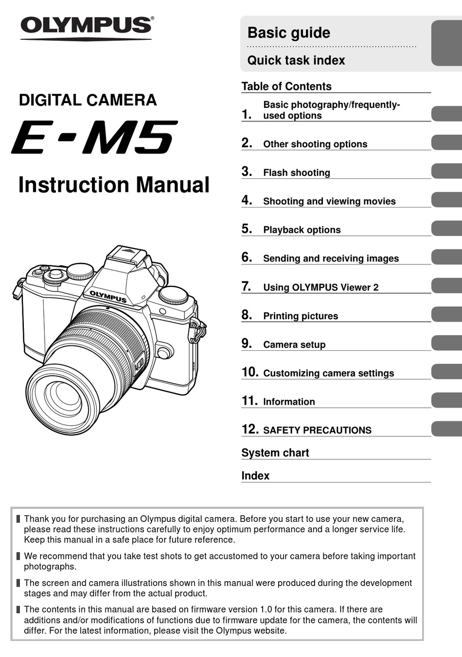 Libretto di istruzioni Olympus OMD E-M5 G E S. Manuale utente in italiano F 