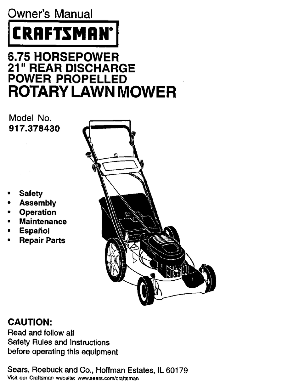 CRAFTSMAN 917.378430 OWNER'S MANUAL Pdf Download | ManualsLib