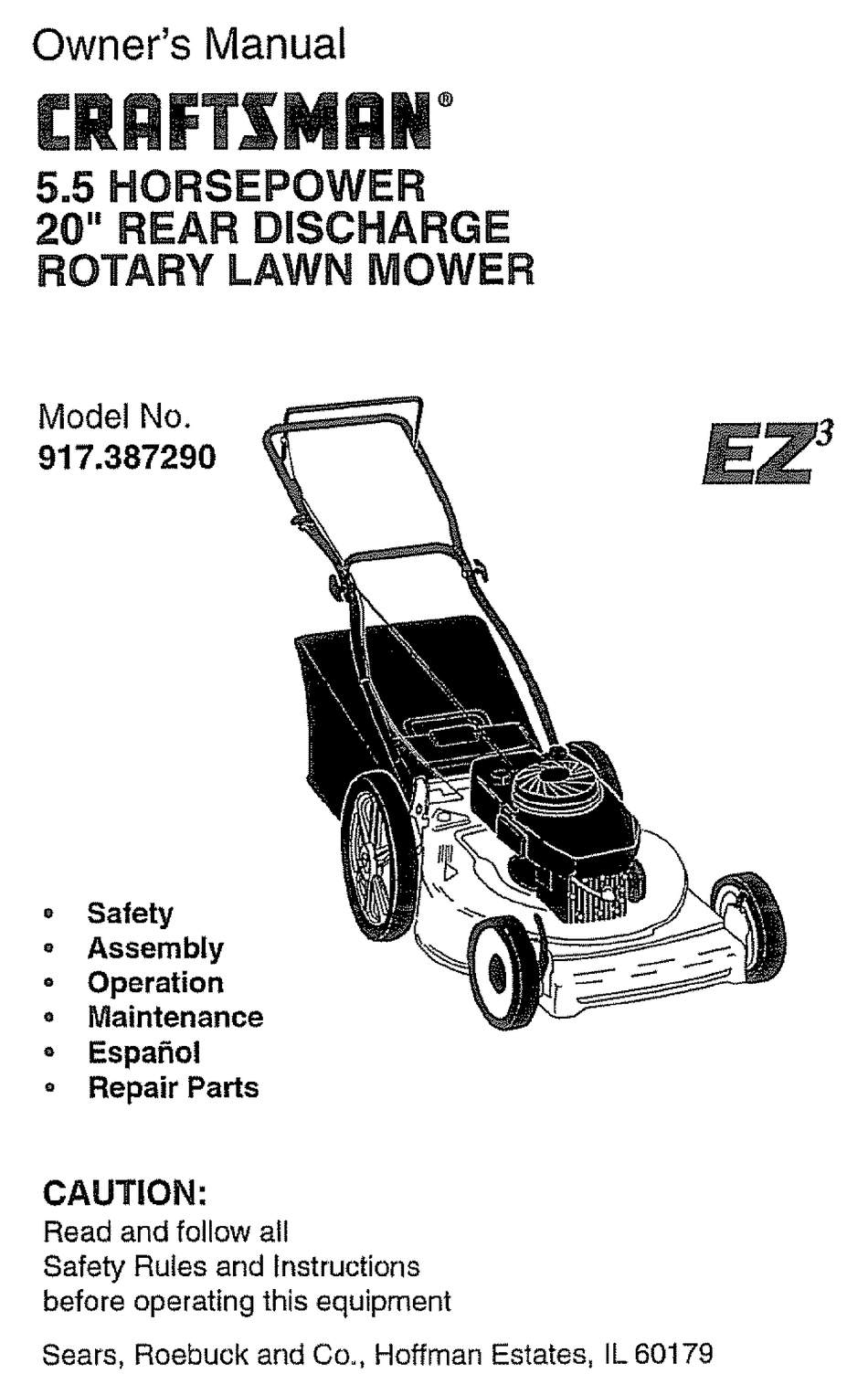 CRAFTSMAN EZ3 917.387290 OWNER'S MANUAL Pdf Download | ManualsLib