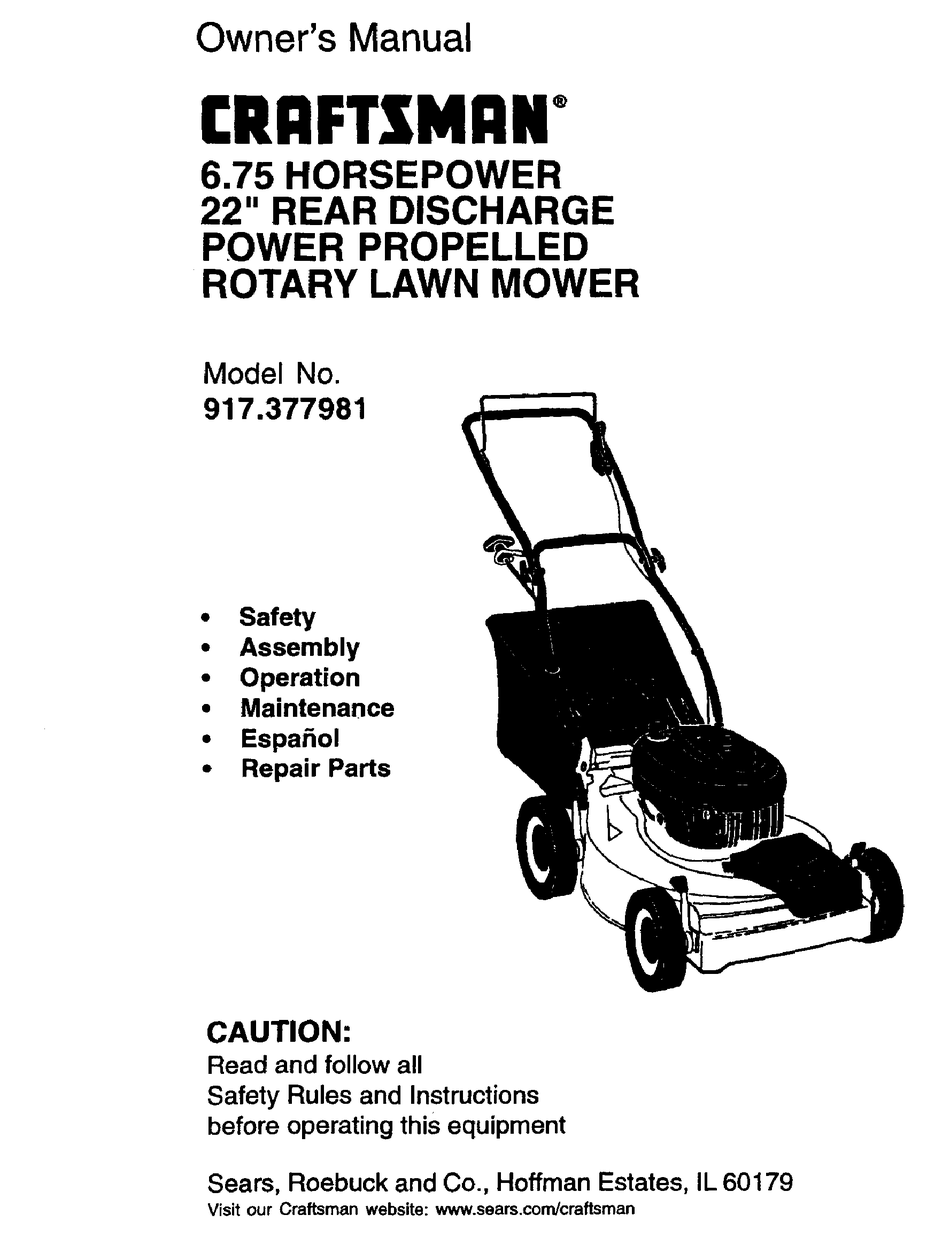 Craftsman 917.377981 Owner's Manual Pdf Download 