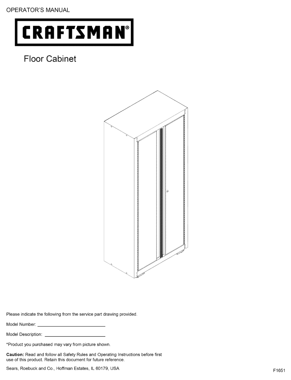 Craftsman Floor Cabinet Operator S Manual Pdf Manualslib Craftsman Floor Cabinet Operator S, Craftsman Floor Cabinet Assembly Instructions