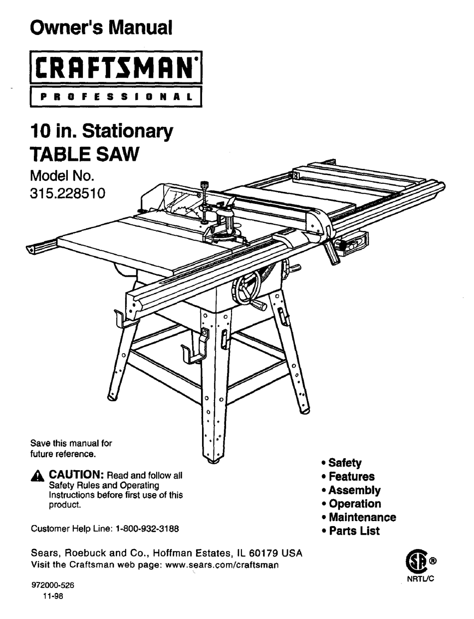 craftsman table saw