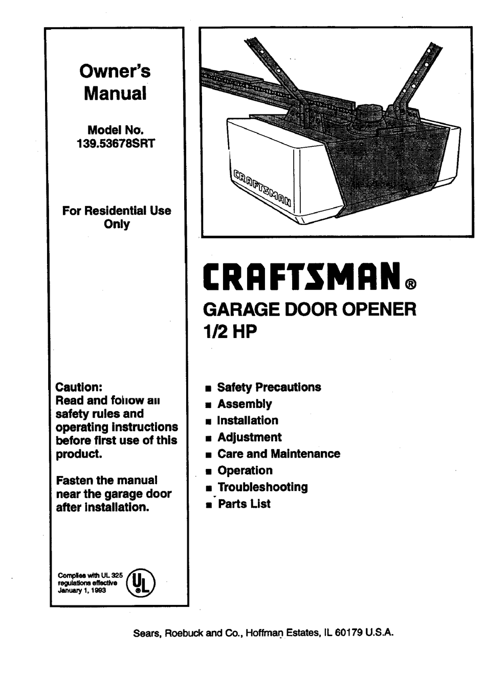 CRAFTSMAN 139.53678SRT OWNER'S MANUAL Pdf Download | ManualsLib