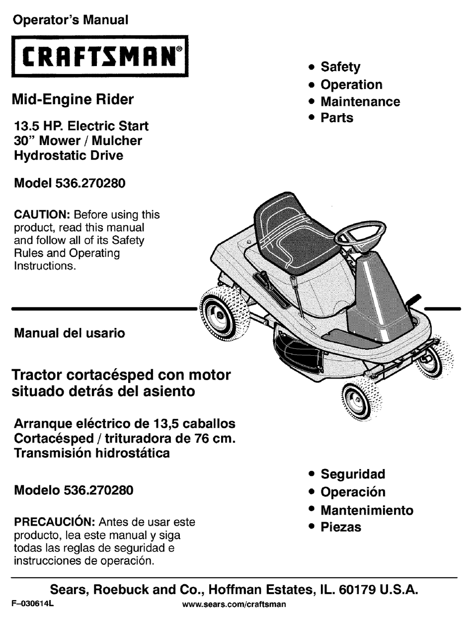 CRAFTSMAN 536.270280 OPERATOR'S MANUAL Pdf Download | ManualsLib