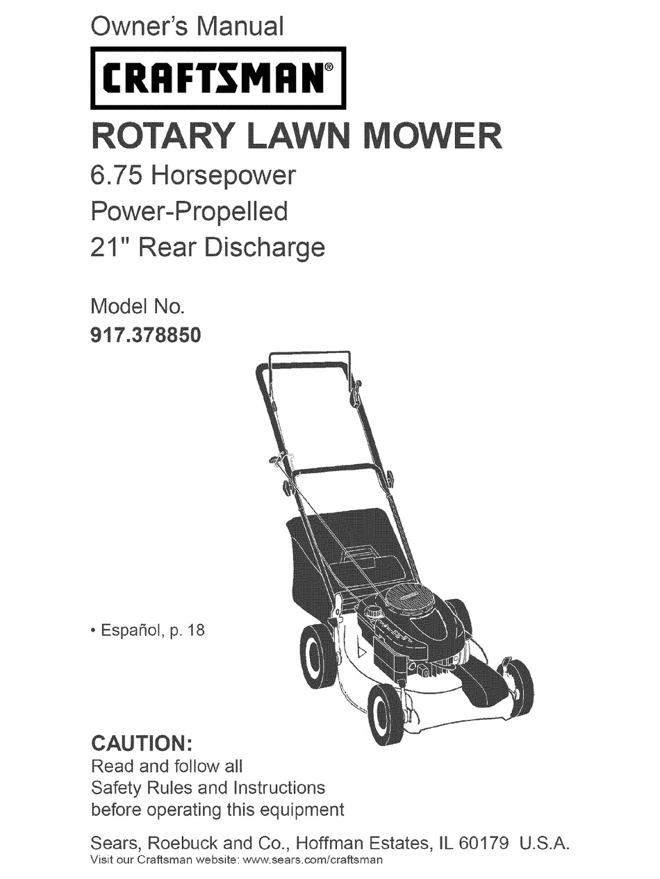 CRAFTSMAN 917.378850 OWNER'S MANUAL Pdf Download | ManualsLib