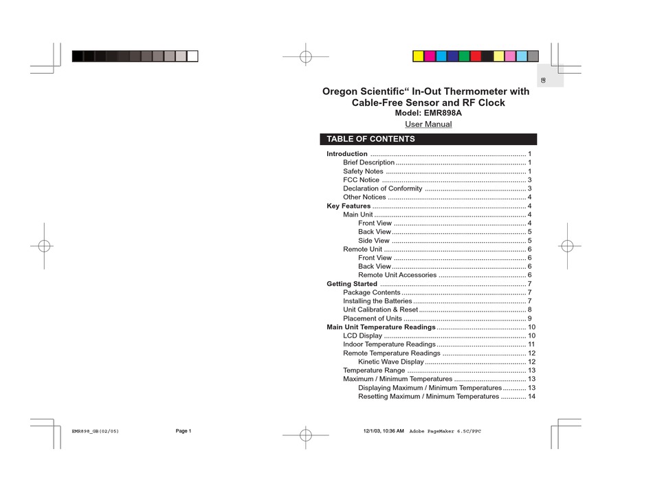 OREGON SCIENTIFIC EMR898A USER MANUAL Pdf Download | ManualsLib