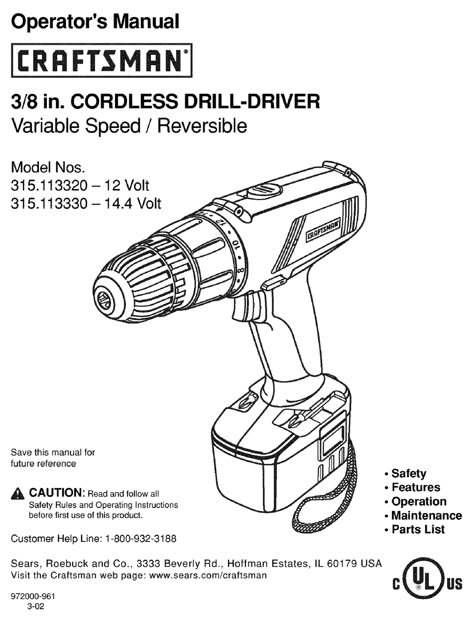 CRAFTSMAN 315.113320 OPERATOR'S MANUAL Pdf Download | ManualsLib