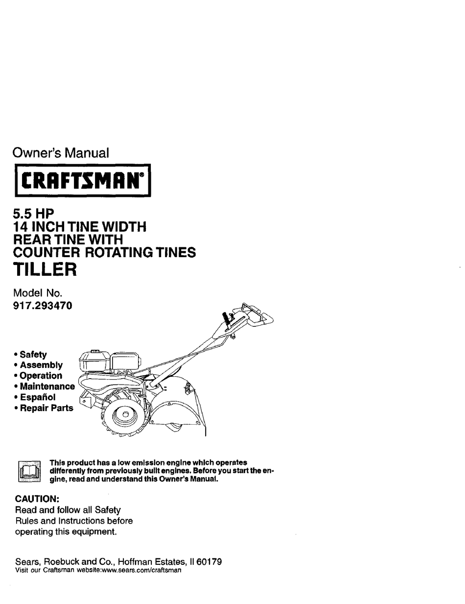 Craftsman tiller 2025 model 917 parts