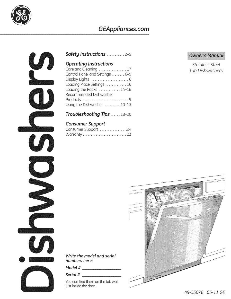 Ge Pdwt200vww Owner S Manual Pdf Download Manualslib