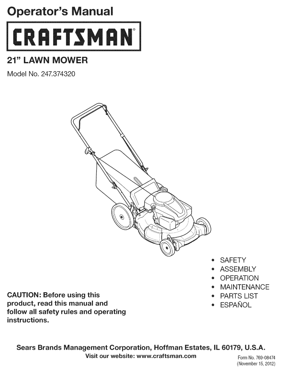 CRAFTSMAN 247.374320 OPERATOR'S MANUAL Pdf Download | ManualsLib