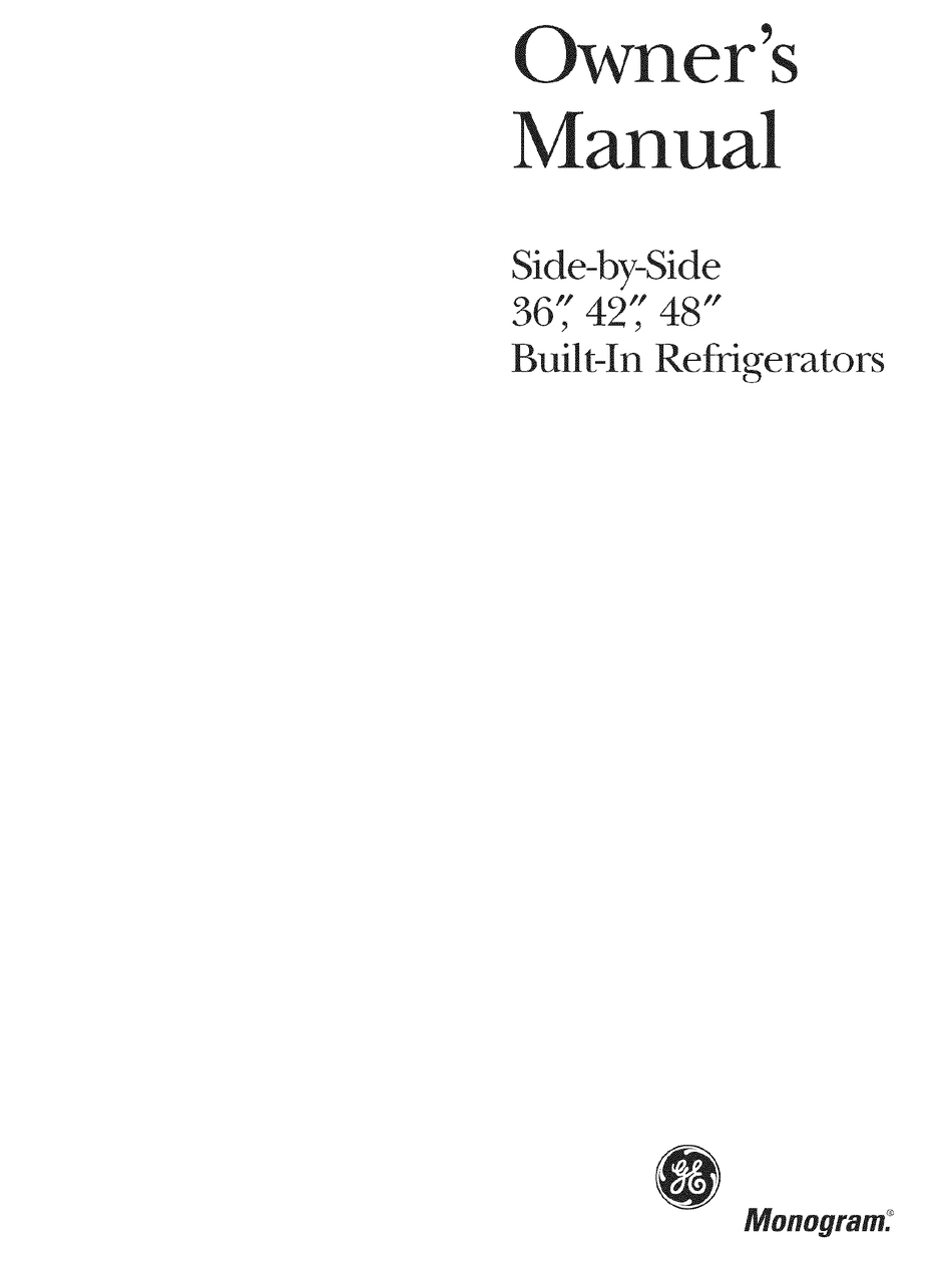 Ge Monogram Ziss480driss Owner S Manual Pdf Download Manualslib