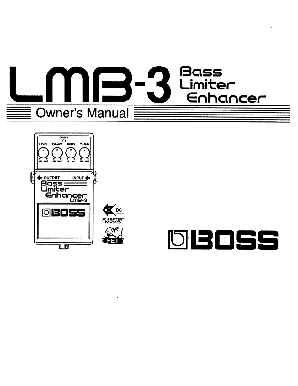 Boss Lmb 3 Owner S Manual Pdf Download Manualslib