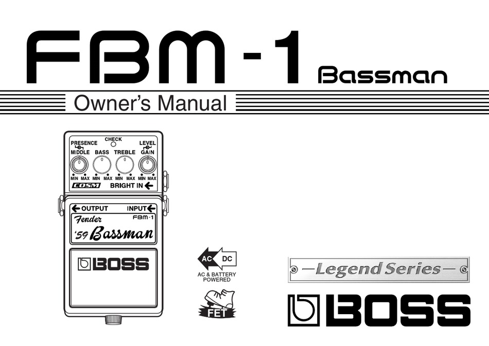 BOSS FBM-1 BASSMAN LEGEND SERIES OWNER'S MANUAL Pdf Download ManualsLib