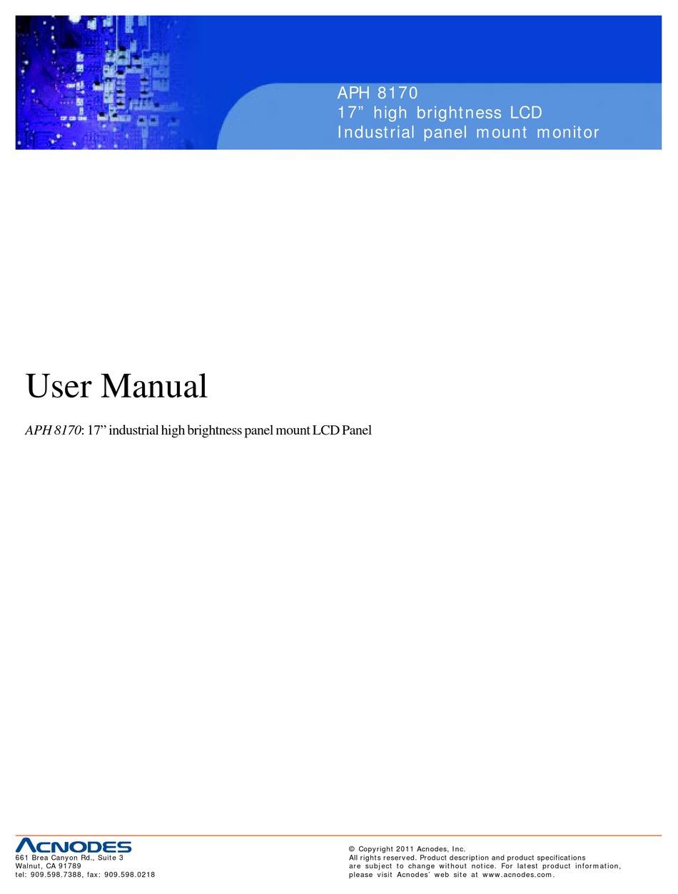 ACNODES APH 8170 USER MANUAL Pdf Download | ManualsLib