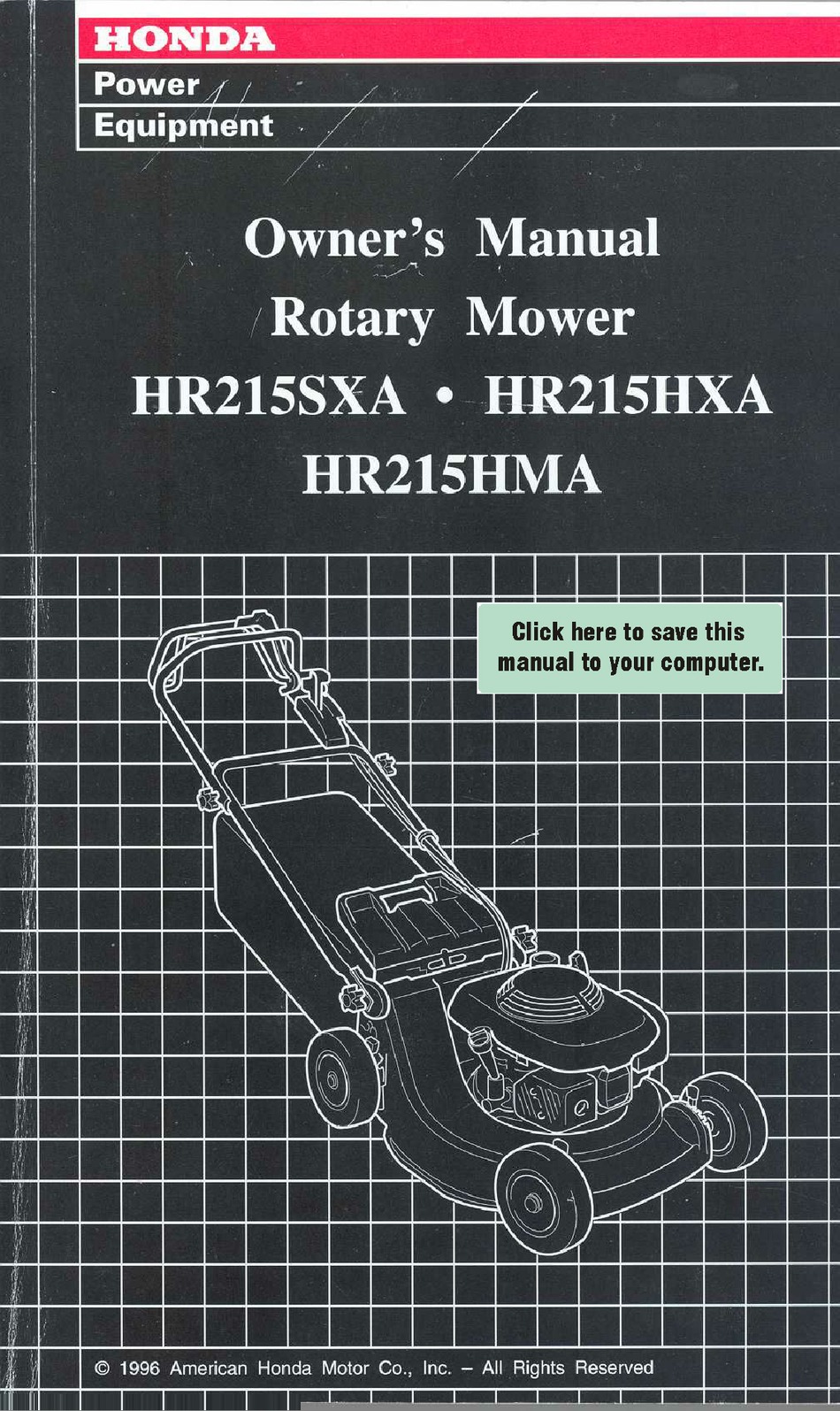 Honda hra215 deals manual