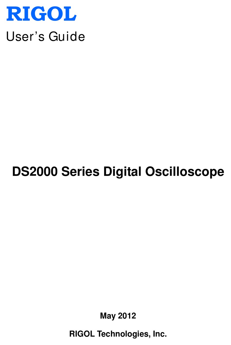 RIGOL DS2000 SERIES USER MANUAL Pdf Download ManualsLib