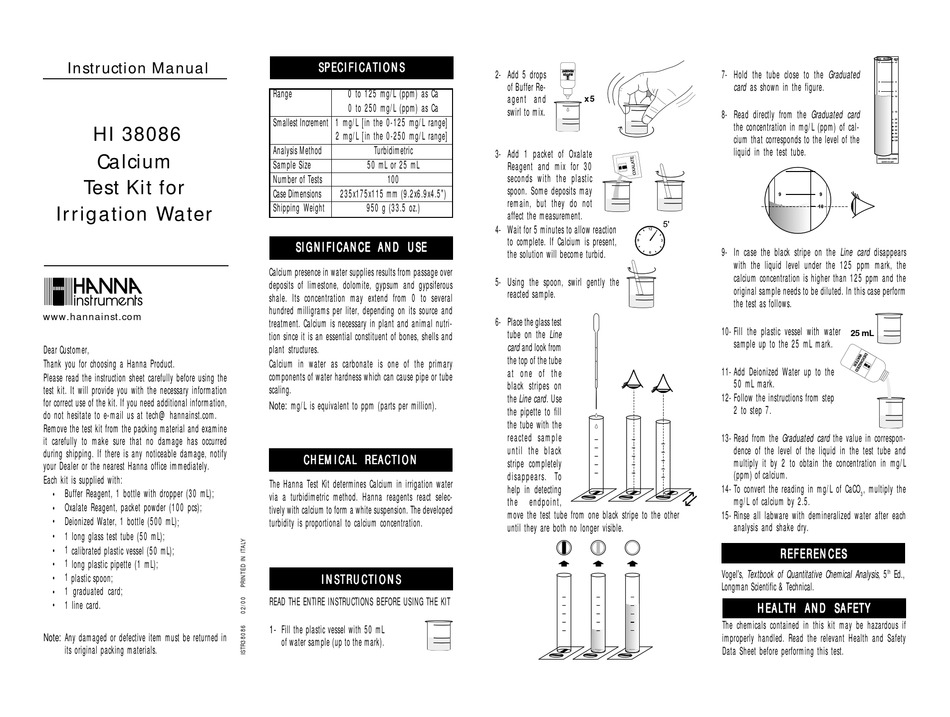 HANNA INSTRUMENTS HI 38086 INSTRUCTION MANUAL Pdf Download ManualsLib