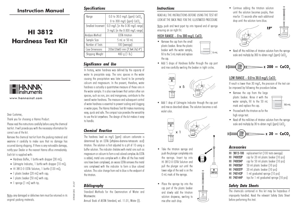 HANNA INSTRUMENTS HI 3812 INSTRUCTION MANUAL Pdf Download ManualsLib