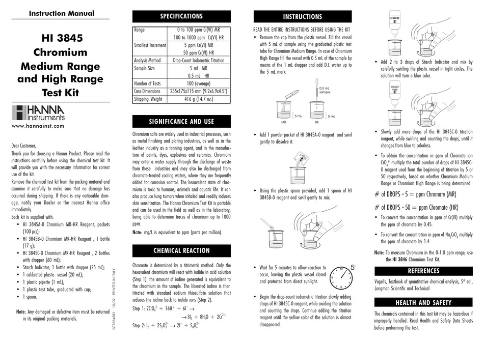 HANNA INSTRUMENTS HI 3845 INSTRUCTION MANUAL Pdf Download ManualsLib