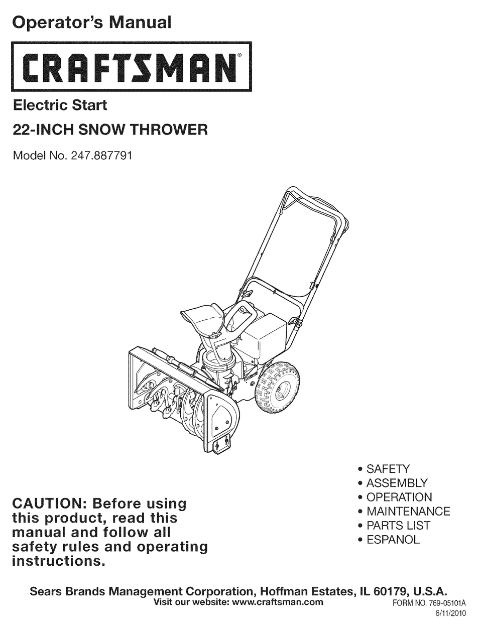 CRAFTSMAN 247.887791 OPERATOR