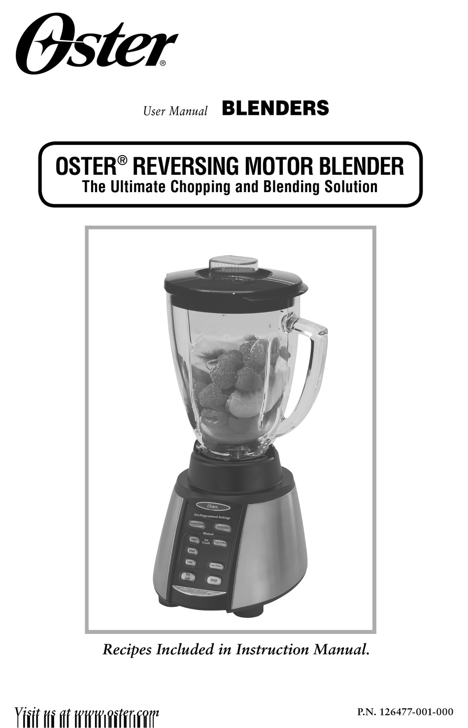 OSTER REVERSING MOTOR BLENDER USER MANUAL Pdf Download ManualsLib