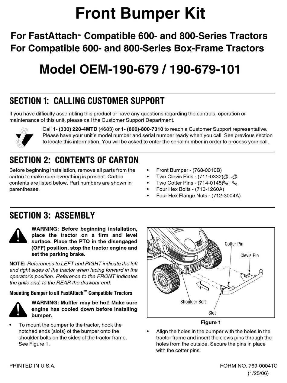 Mtd Oem 190 679 Replacement Instructions Pdf Download Manualslib
