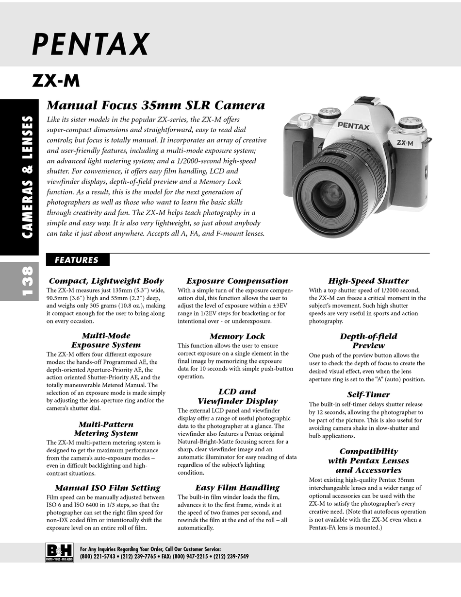 PENTAX ZX-M BROCHURE & SPECS Pdf Download | ManualsLib