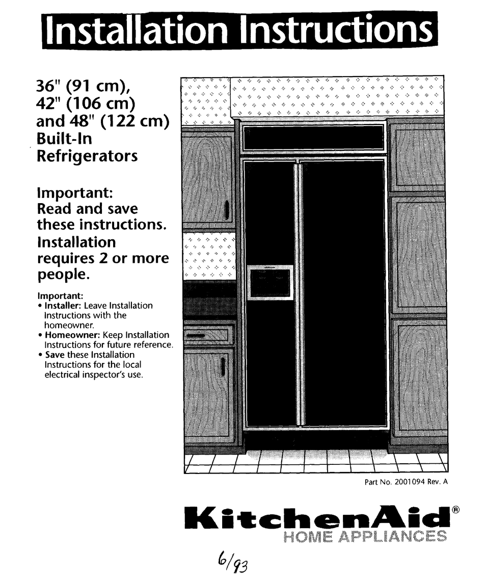 KITCHENAID KSSS36DAW00 INSTALLATION INSTRUCTIONS MANUAL Pdf Download   Kitchenaid Ksss36daw00 