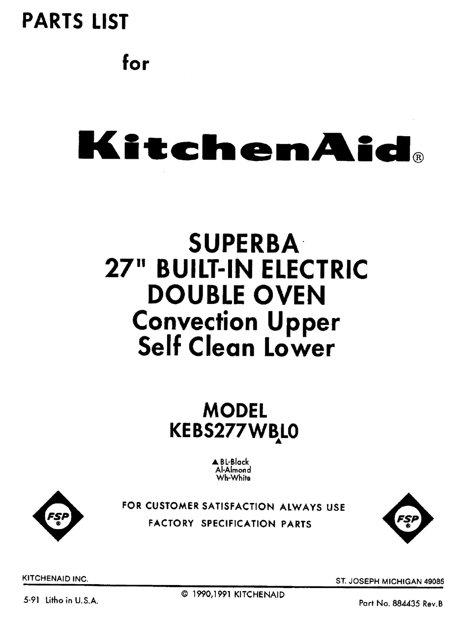 KITCHENAID SUPERBA KEBS277WBL0 PARTS LIST Pdf Download ManualsLib