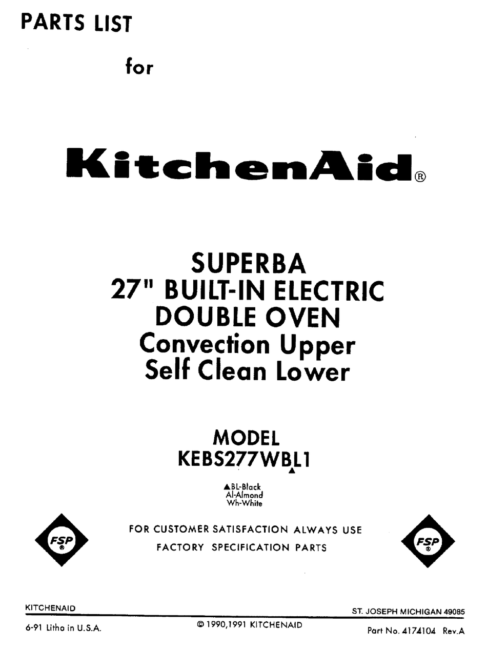KITCHENAID SUPERBA KEBS277WBL1 PARTS LIST Pdf Download ...