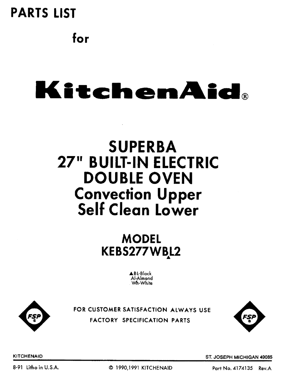 Kitchenaid Superba Kebs277wbl2 Parts