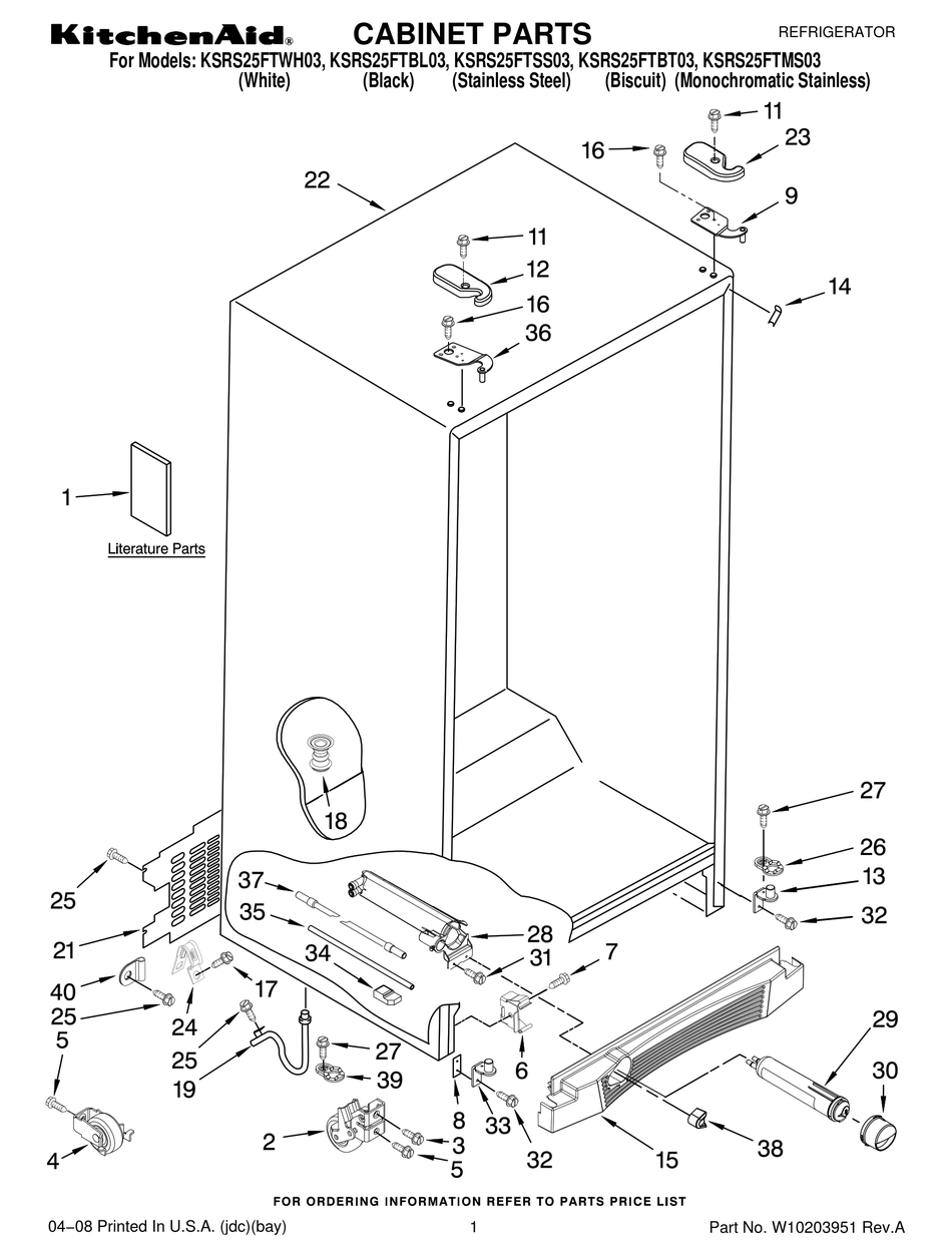 KITCHENAID KSRS25FTBL03 PARTS LIST Pdf Download | ManualsLib