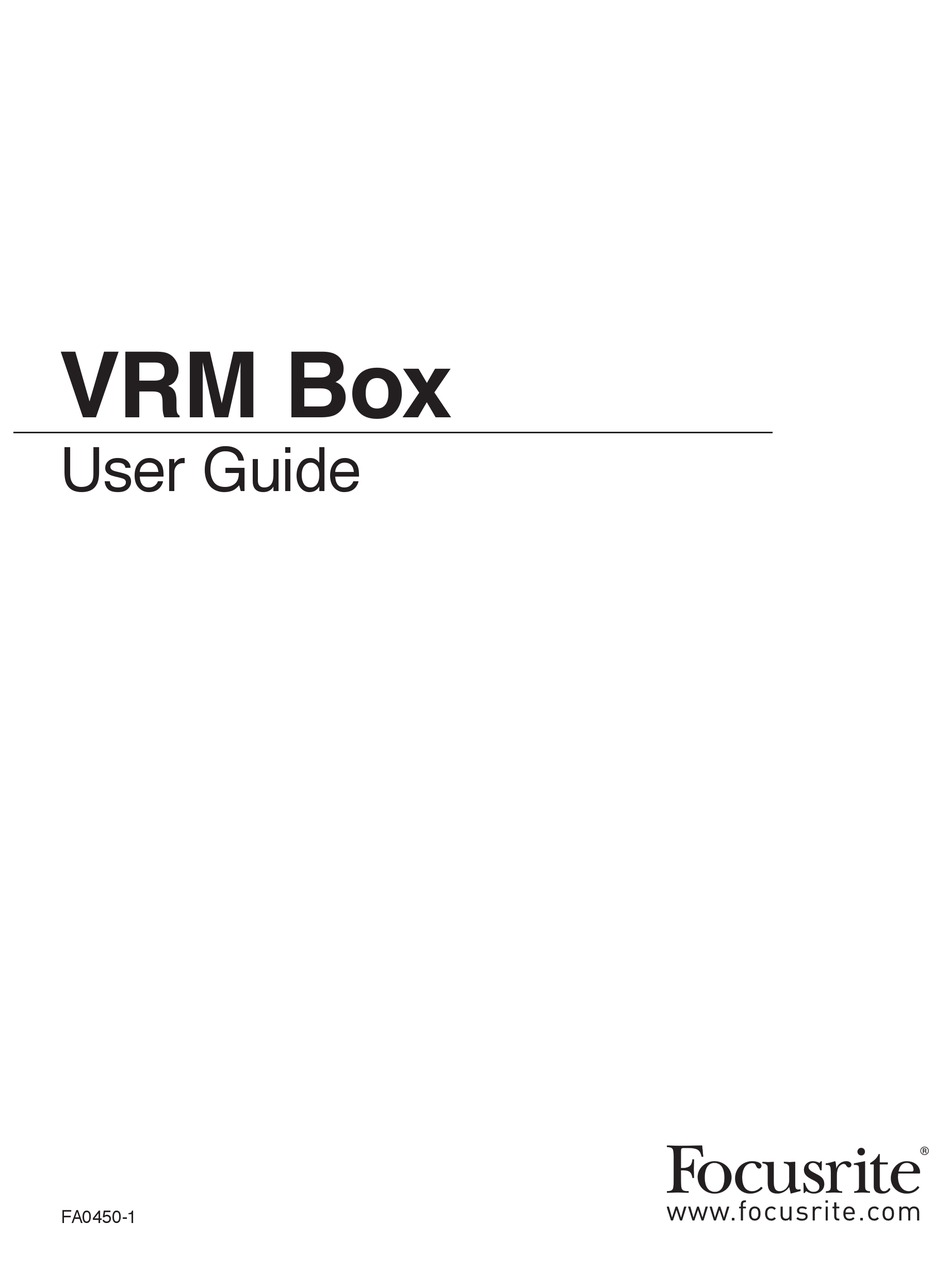 FOCUSRITE VRM BOX USER MANUAL Pdf Download | ManualsLib