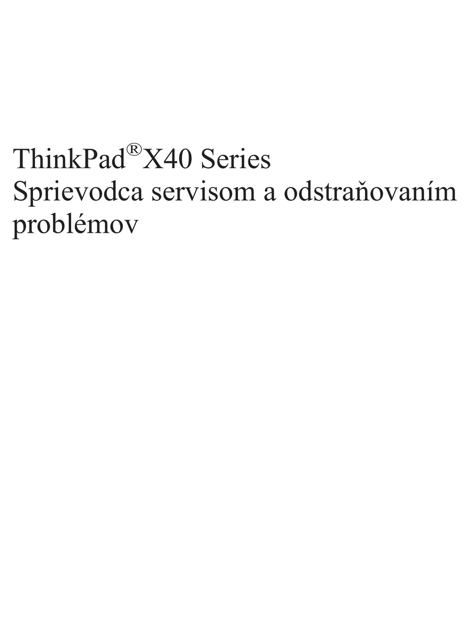 LENOVO THINKPAD X40 TROUBLESHOOTING MANUAL Pdf Download  ManualsLib