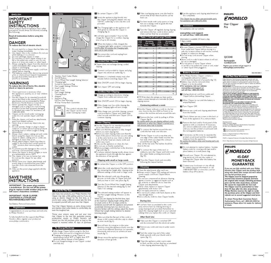 PHILIPS NORELCO QC5340 MANUAL Pdf Download ManualsLib