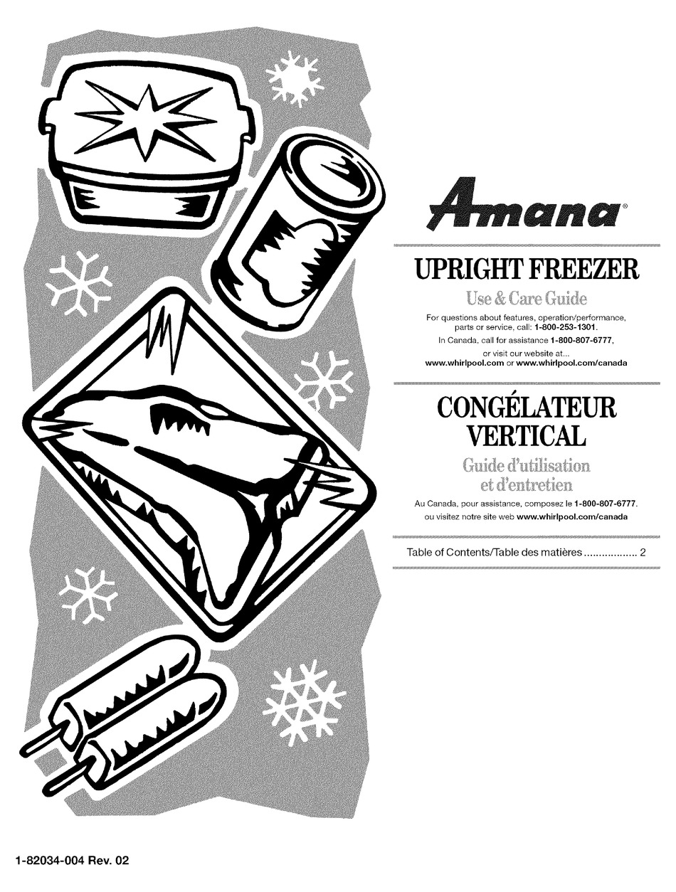 AMANA UPRIGHT FREEZER USE & CARE MANUAL Pdf Download ManualsLib