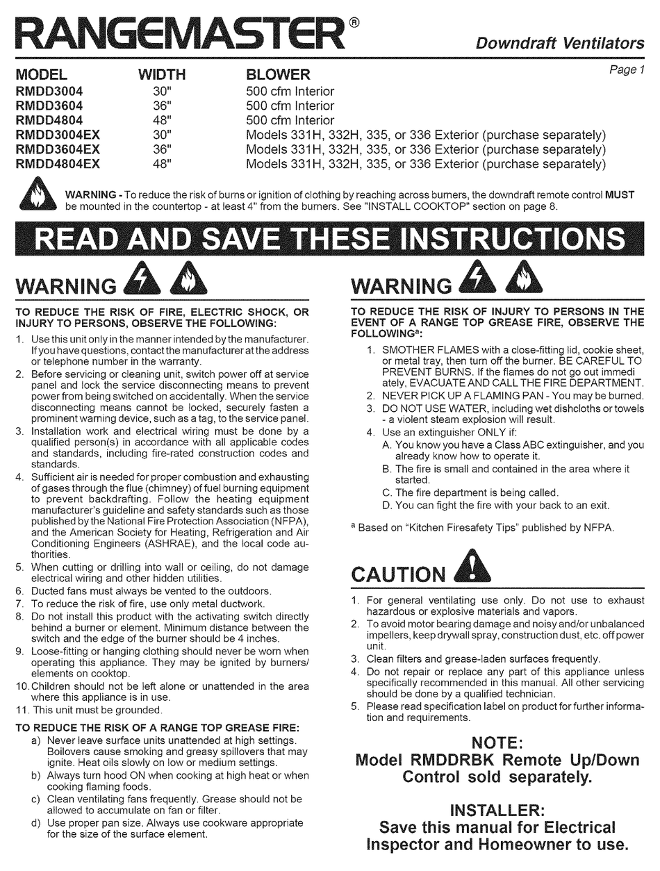 RANGEMASTER RMDD3004 INSTRUCTIONS MANUAL Pdf Download ManualsLib   Rangemaster Rmdd3004 