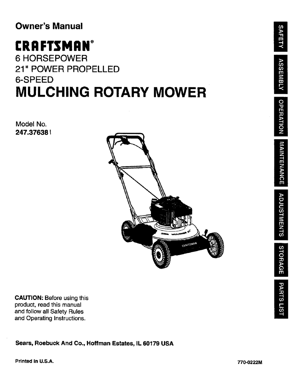 CRAFTSMAN 247.37638 OWNER'S MANUAL Pdf Download | ManualsLib