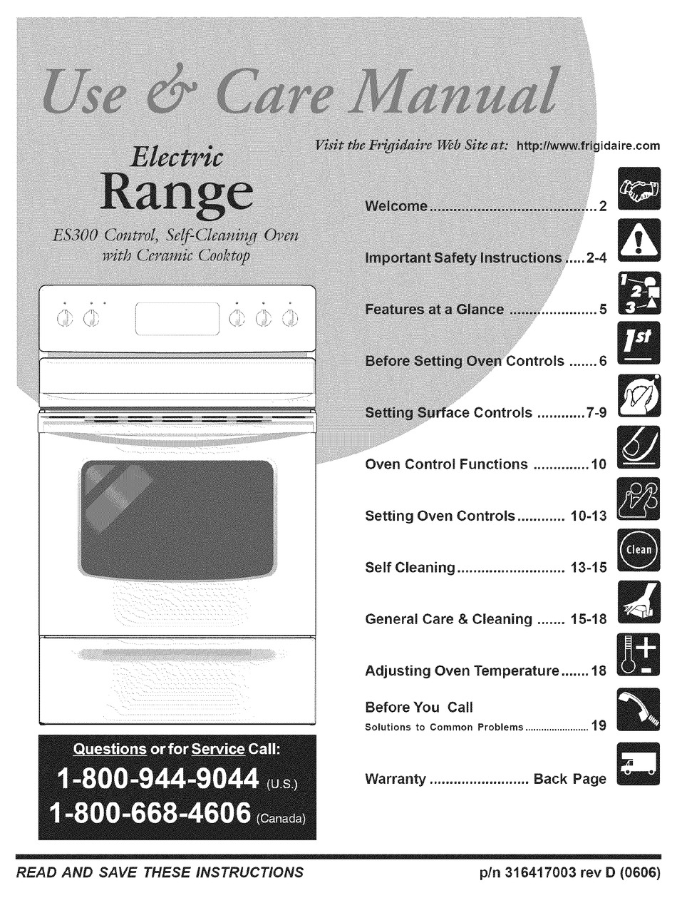 FRIGIDAIRE 316417003 USE & CARE MANUAL Pdf Download | ManualsLib