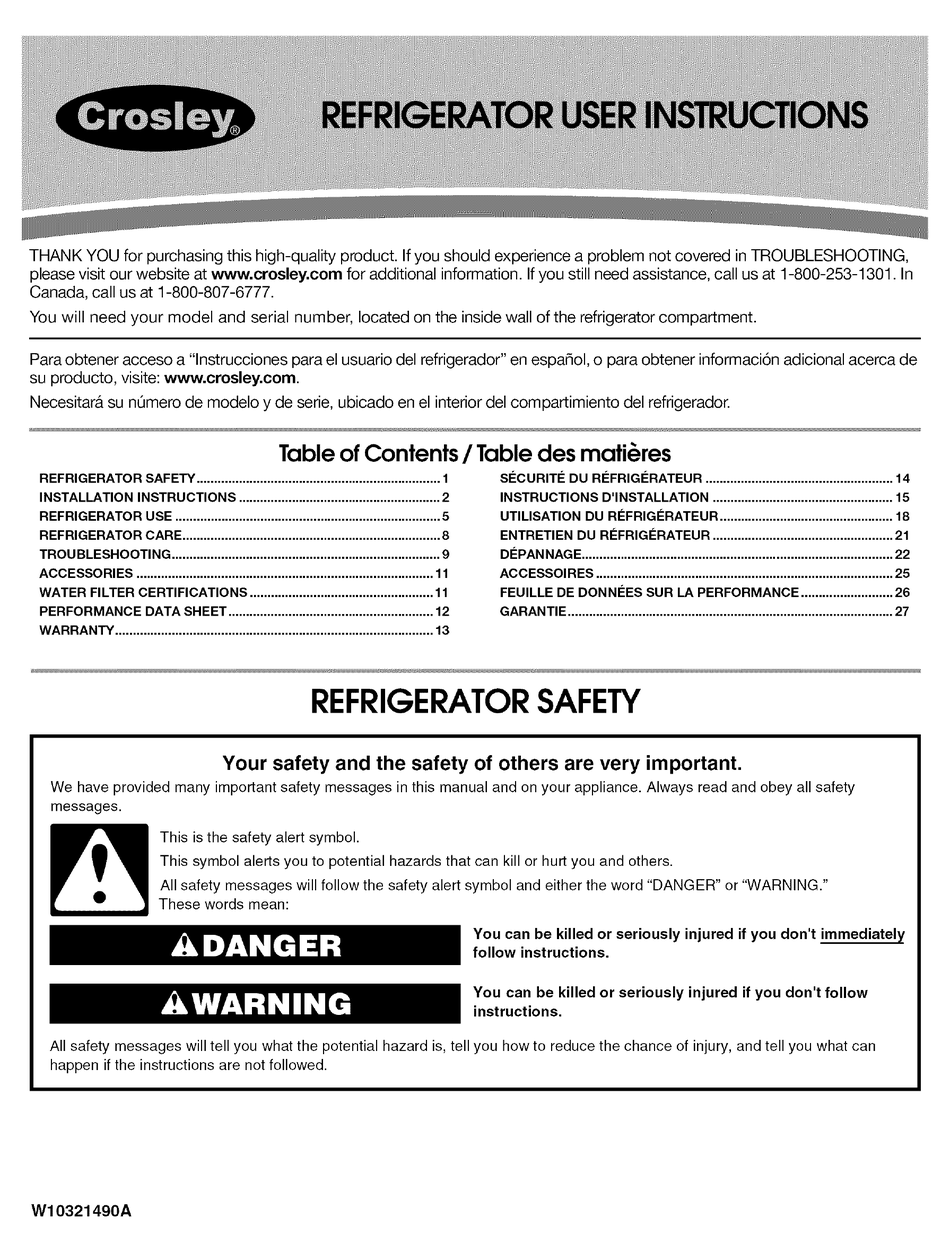 crosley refrigerator troubleshooting