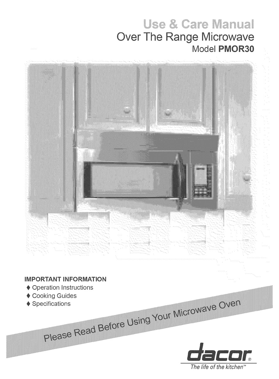 DACOR PMOR30 USE & CARE MANUAL Pdf Download ManualsLib