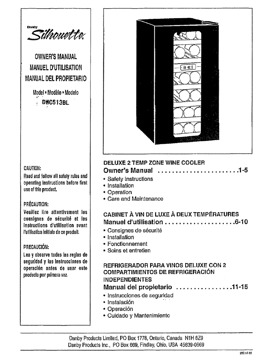 DANBY SILHOUETTE DWC513BL OWNER'S MANUAL Pdf Download ManualsLib