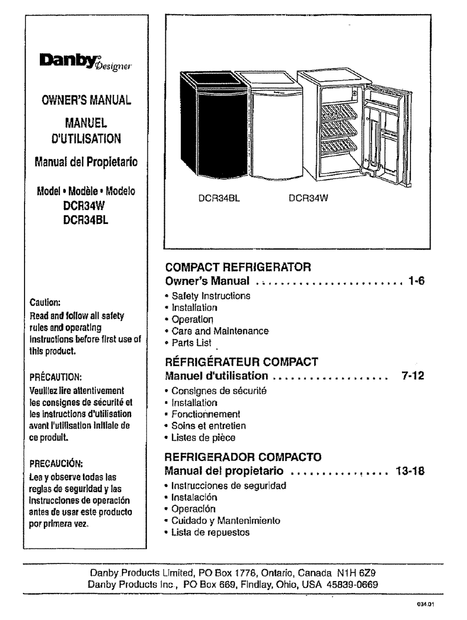 DANBY DESIGNER DCR34W OWNER'S MANUAL Pdf Download ManualsLib